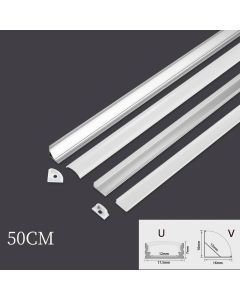 50cm Aluminium Channel for Led Strip V/U Shape Profile with Diffuser Cover 2pcs